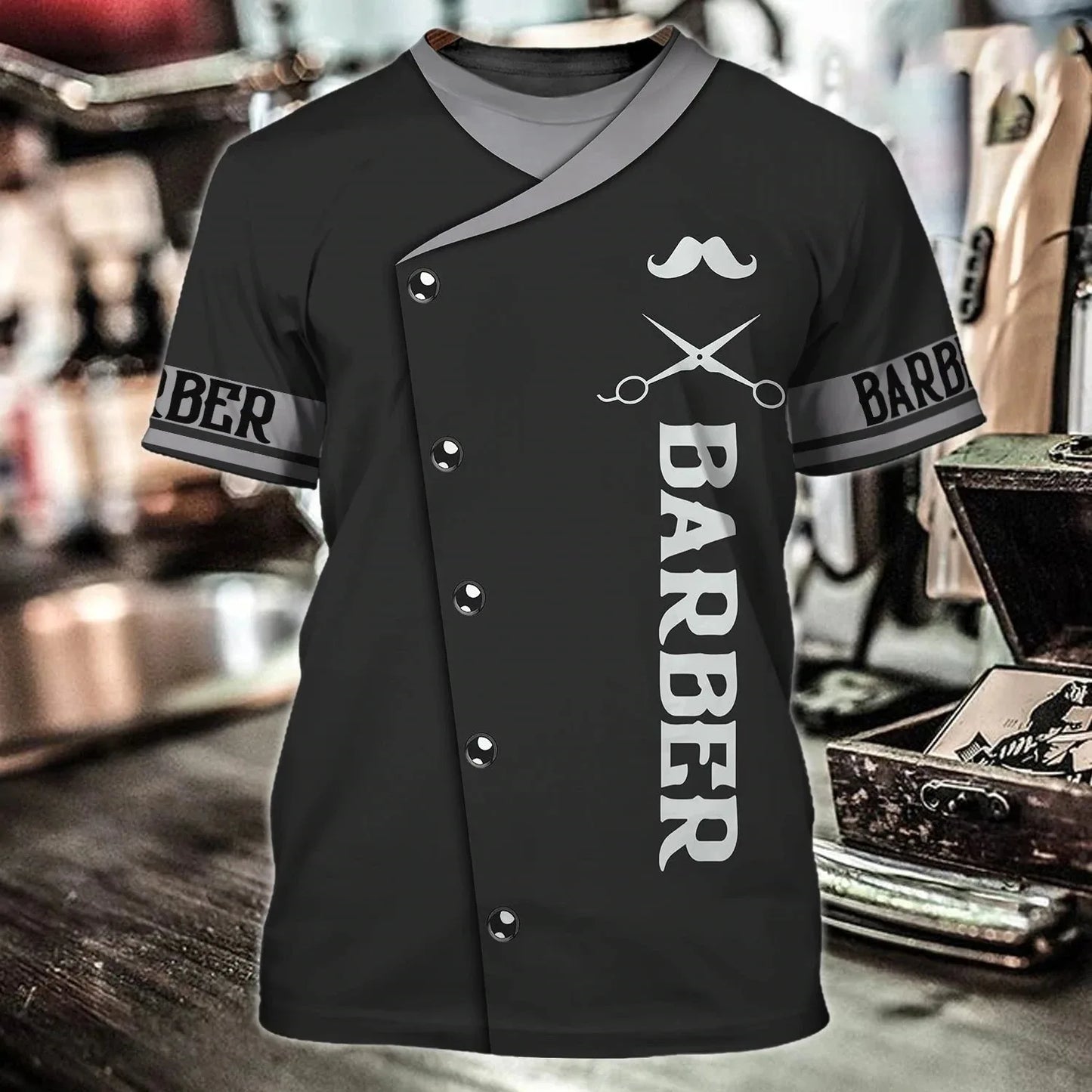 Evil Barber Print Mens T-shirt Summer Fashion Clothing Casual Short Sleeve T-shirt for Cool Men Tops Tees Clothes Racing suit