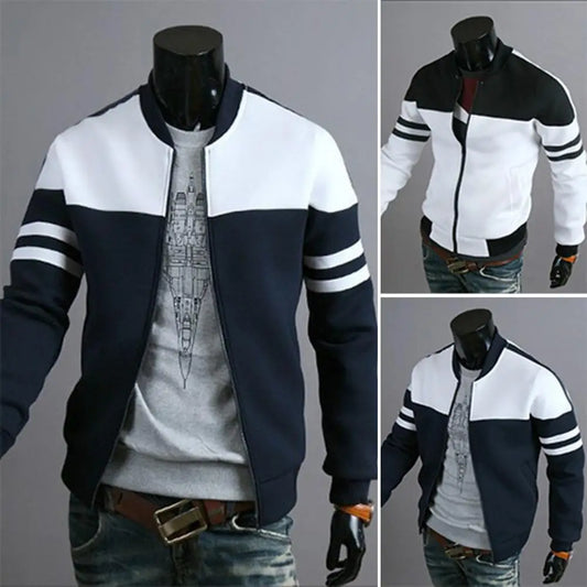 Men Bomber Jacket Patchwork Autumn Sportswear Coat Zipper Baseball Jacket Single Breasted Jackets for Men 2022 chaquetas hombre