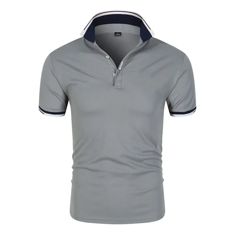 2024 Men's Top Hot Selling High Quality Summer Color Blocked POLO Shirt Men's Casual Sports Style T-Shirt Short Sleeve