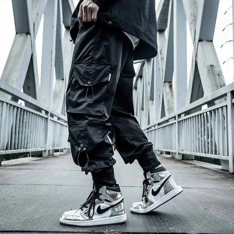 ARENS Black Cargo Pants Men Joggers Hip Hop Techwear Pants Hippie Cargo Trousers for Men Streetwear Plus Size Pockets Oversize